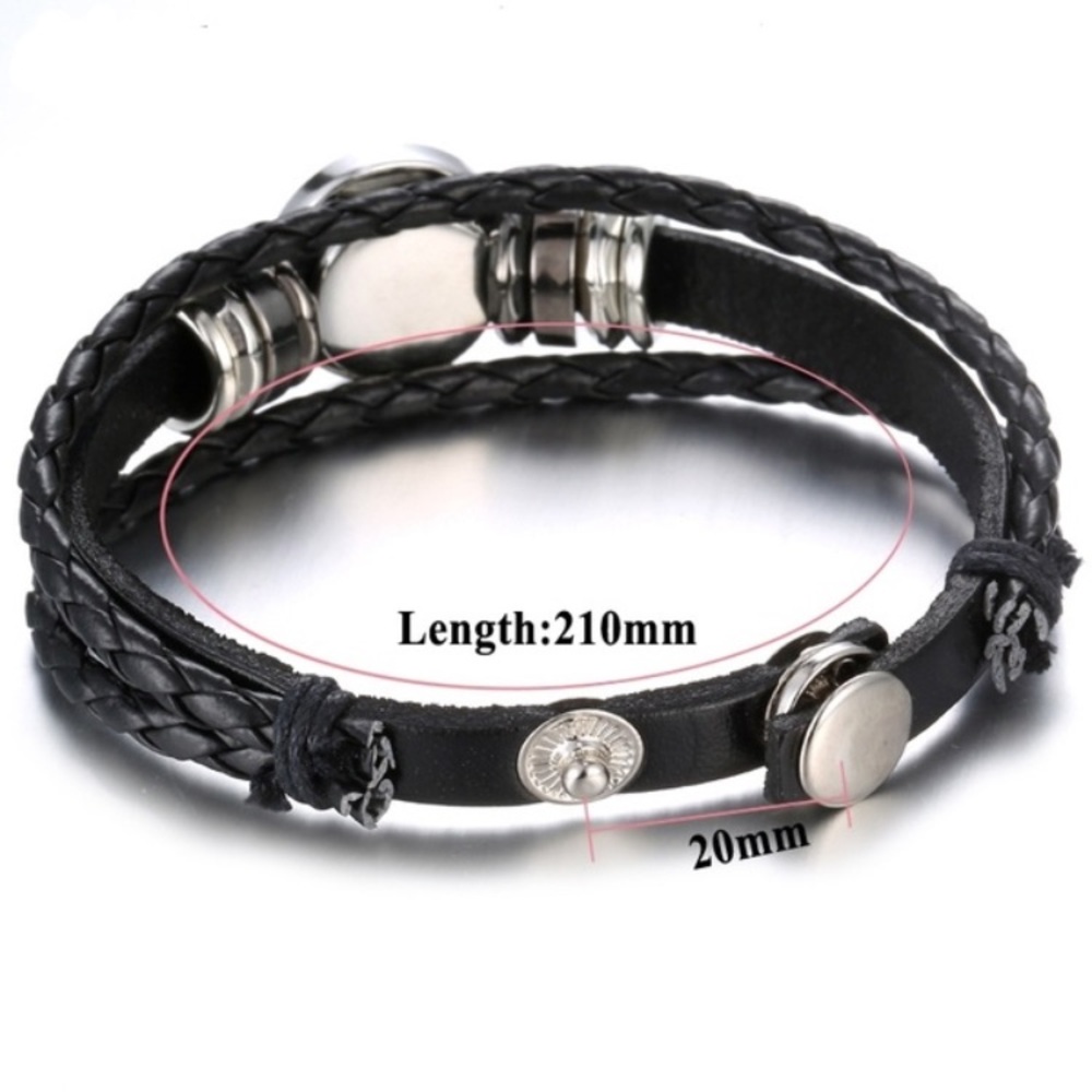 Black Leather Snap Bracelet - Picture 5 of 8